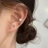 Stud Earrings Mini Cool Design Exquisite Stars Hexagram Earring Round Bead Shiny Zircon Ear Clip Without Hole For Girl Women