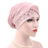 Bérets velours intérieur Hijabs musulman Turban casquettes pour femmes avec perceuse ethnique islamique enveloppement tête Turbante prêt à porter Hijab Bonnet