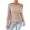 Women's T Shirts Women Sexy Off The Shoulder Tight Long Sleeve Tall Thin Shirt Short Tunics For Summer