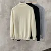 Herrkläder cardigan dragkedja stickad tröja man krage svart jacka kappa zipup koreansk mode t shirt vårens höstläge A x 240119