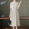 Crochet Cover Up Women's Dresses Midi Solid Female Dress Knee Length Knit Party Prom Formal Y2k Elegant Clothing 240124