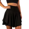 Skirts Summer Women Mini Skirt 2024 Anti-exposure Double Layers High Waist Wide Band Workout Cheering Dance Sports