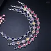 Link Bracelets ThreeGraces Fashion Blue Cubic Zirconia Stone Silver Color Tennis Bracelet For Women Party Costume Jewelry Accessories BR385