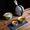 Tasses Service à thé de voyage de style japonais ensembles de thé portables en céramique de fleur de lierre avec des étuis de transport théière maison en plein air tasse rapide Teawares