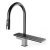 Kitchen Faucets SUS 304 Stainless Steel Sink Faucet Rotatable Retractable Pull-out Single Hole Waterfall Type Outlet