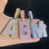 Collier avec pendentif en forme de lettre cubique pour hommes et femmes, plaqué or, scintillant, CZ, A-Z, mode Bar DJ Hip Hop, bijoux, nouvelle collection