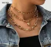SHIXIN 3 PcsSet Separable Chain Necklace With Ball Pendant Necklace for Women Punk Layered Short Choker Necklaces Colar4162728