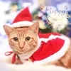 ATUBAN Pet Christmas Costume Cat Santa Outfit Small Dog Xmas Hat with Cloak Set Cat Year Apparel Cosplay Supplies Head Wear 240130