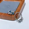 Кольца кластера 2024 S925 серебро с платиновым покрытием натуральный лондонский синий топаз драгоценный камень 4 6 мм винтажное кольцо подарок девушке