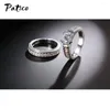 Обручальные кольца 2 шт./компл. кольцо с кубическим цирконом, стерлинговое серебро 925 пробы, обручальный комплект для женщин, свадебные украшения, подарок