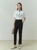 Women's Pants FSLE Tapered For Women Spring Dress 2024 High-Waisted Suit 9-Point Casual Black