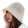 Bérets creux femmes chapeaux de paille Crochet chapeau seau Protection Uv pare-soleil plage femmes visières dames casquette d'été