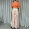 Wefads-Conjuntos de dos piezas para mujer, camisa Sexy de manga media, pantalón de pierna ancha con estampado Floral elegante, ropa de calle alta 240125