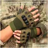 Cycling Gloves Tactical For Mens Hard Shell Protection Anti Slip And Wear-Resistant Sports Outdoor Training Half Finger Drop Delivery Otmyj