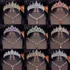 Utsökta brudsmycken set med Tiara Crown Necklace Earring Set Women Girls Wedding Dress Tiaras Bride 240202