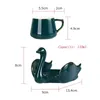 Set di piattini per tazza di caffè Creative Delicate Swan con bordo dorato Piccola tazza da tè carina da tavola Tazze e piattini in ceramica Regali adorabili 240129