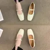 Женские туфли Мэри Джейн на плоской подошве с квадратным носком, кожаные женские балетки, весенне-осенние, оранжевые, черные, бежевые, 1751N 240202