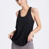 Lu Align Women T-shirt Summer ärmlös tunn lös skjorta Jacquard Sport Vest Outdoor Gym Fitness Tank Topps snabba torr tee blus Femme Lemon LL jogger lu-08 2024