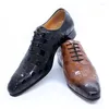 Sukiej buty wybuchowe skórzane męskie biznesu ręcznie robione cegły wytłaczane Oxford