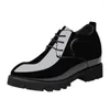 Sapatos de vestido altura aumentada 12cm homens invisível interior crescente couro formal elevador de negócios casamento