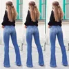 Pantalon femme grande taille automne printemps jean taille haute jambe large mince corne dames rétro ajustement serré 4XL