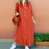 Abbigliamento etnico Donna Musulmana Abito a maniche lunghe Abiti da preghiera islamica Abiti con scollo a V profondo Abiti dritti larghi T-shirt maxi con spacco laterale