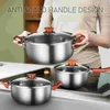 Pans 6 Pcs Stainless Steel Cooking Pots Non Stick Utensils Flosser Cookware 410