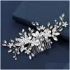 Barrettes à cheveux Barrettes Peignes de mariée Épingles à cheveux à fleurs faites à la main Côté strass Coiffe Perle artificielle Bijoux Accessoires Livraison directe Ot6Of