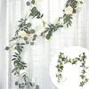 Guirlande de roses artificielles de vigne, 2 pièces, fleurs décoratives, verdure suspendue en soie pour fête de mariage, décoration murale de bureau et de maison