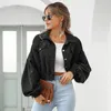 Jackor för kvinnor Lykta ärm beskuren Bomber Jacket Overcoat Outwear Fashion Spring Vintage Corduroy Autumn Winter Coat 18047 240122