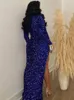 Casual Dresses Kricesseen Chic Corset Glam High Slit Sequin Dress Set Glitter Rhinestone Underwire Lace Bodysuit Long Gowns