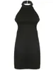 Sukienki swobodne Weekeep Hollow Out Body Bodycon sukienka letnia rękawów A-line halter mini seksowny klub dla kobiet 2024 elegancki