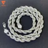 New Arrival Fashion Jewelry Popular White Gold Plated S925 Iced Out 8mm Vvs Moissanite Hip Hop Rope Chain Necklace for Men