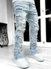 Moda Ricamo Patchwork Marrone Baggy Jeans da uomo Pantaloni maschili Y2K Abbigliamento dritto Pantaloni in cotone Hip Hop Pantalon Homme 240127