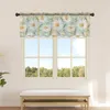 Curtain Daisy Watercolor Textured Green Small Window Valance Sheer Short Bedroom Home Decor Voile Drapes