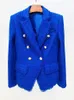 HIGH STREET est Дизайнерская куртка Модный женский классический приталенный двубортный твидовый пиджак с пуговицами льва и бахромой 240202