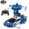 24cm 1/18 rc carro brinquedo transformação remota robô uma deformação chave elétrica carro de brinquedo de controle remoto para crianças menino e01 240130