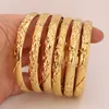 8 mm 6pclot Dubai Gold Bangles for Women Men 24k Kolor Bracelets Etiopski Afrykańska biżuteria Saudyjska arabska panna młoda Prezent 240130