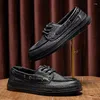 Dress Shoes The First Layer Of Cowhide Casual Single Men 2024 Men's Daily Board Lace-up Flat Driving Retro