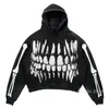 Oversized Skull Print Hoodies Women harajuku streetwear men Tops tracksuit men Couples Sweatshirt Goth Y2k Clothes men clothing 240125