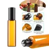 Garrafas de armazenamento 30 peças vazias 1/2/3/5ml/10ml bolas de rolo de aço de vidro âmbar frascos roll-on recipientes portáteis de óleo essencial