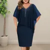 Femmes grande taille robes pour Banquet irrégulière moulante en mousseline de soie balle bal fête robe Midi fête robe Midi femmes vêtement 240126