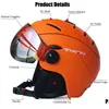 Équipement de protection Moon Casque de ski professionnel Halfered Integralymolded Sports Homme Femmes Ski de neige Casques de snowboard avec lunettes Vis Otjla