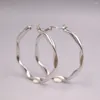 Oorringen Real Solid 925 Sterling Zilver Heren Dames Cadeau Lucky Golvend Twist Glad Glanzend