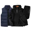 Tute da uomo Tute Felpa con cappuccio con mezza zipGilet impermeabilePantaloni sportivi Set da 3 pezzi Abbigliamento casual caldo invernale 240129