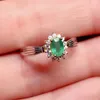 Cluster Rings Natural Colombian Emerald Ring High Clarity Full Fire Color Main Stone 4 6mm 925 Silver Inlaid