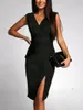 Casual Dresses 2024 Women Elegant Sexy Sleeveless Office Party Eveing Wedding Club Mini Dress Fashion High Waist Bodycon Short