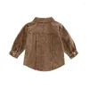 Kurtki 2024 Spring Autumn Dzieci Chłopcy Dżinsowa koszula Turn Kurtka kołnierzowa retro dżinsy płaszcze dzieci Brown Costume