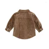 Vestes printemps-automne pour enfants garçons, chemise en Denim, col rabattu, manteaux en jean rétro, Costume d'extérieur marron pour enfants, 2024