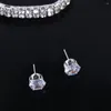 Necklace Earrings Set Korean Style Bridal Jewelry Fashion Silver Plated Rhinestone Wedding Elegant Tassel Dangle